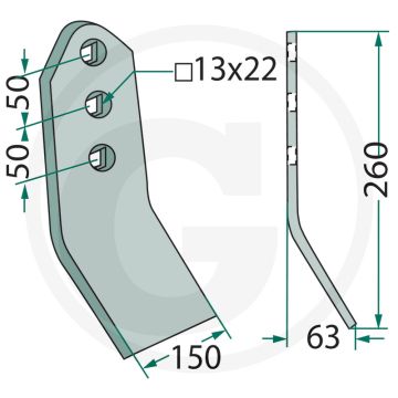 Slijtagehoek gebogen - type: carrier drill, rapid 150mm breedte