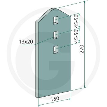Heavy duty slijtagehoek - rapid 150x8x270mm passend voor 18051-1025