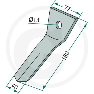 Veerband standaard - dikte 5mm, breedte 40mm, lengte 180mm, gat-Ø 13mm