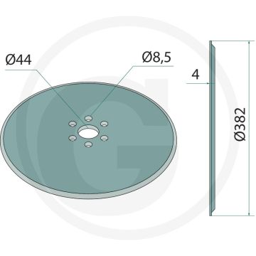 Disque de semence Ø : 382 x 4 avec roulement - tempo r