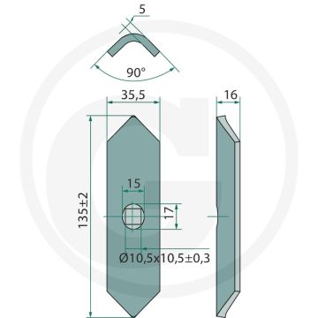 Beitel - afmetingen: 130 x 33 x 5 mm