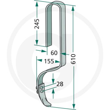 Dent complète avec ciseau - carré (mm) : 32 x 10
