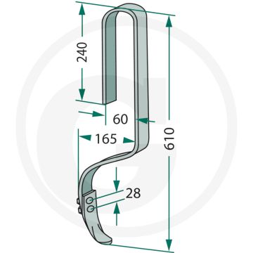 Dent complète avec ciseau - 38 x 8 mm