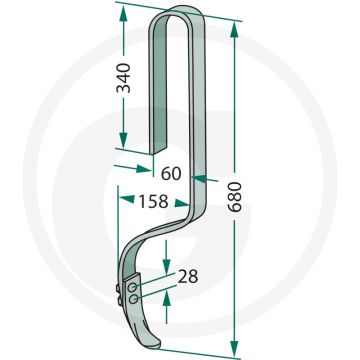 Tand compleet met beitel - materiaal/afmetingen: 32 x 10 mm