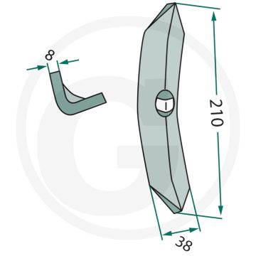 Beitel tempo 8mm 210 x 38 x 8 - passende bouten: 18030.006-10