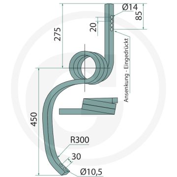 Spurlockererzinken 25 x 25 - gat-Ø 14mm