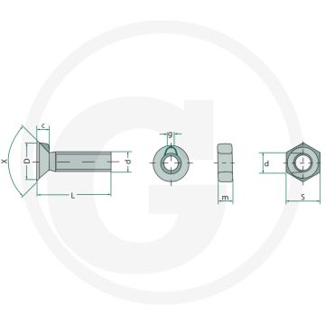 Ploegbouten met moer kwaliteitsklasse: 10,9 - lengte 25mm
