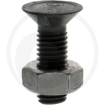 Boulon de charrue avec écrou classe de qualité : 10.9, longueur 30mm, m10x1.5, din 11014, rond avec 2 ergots