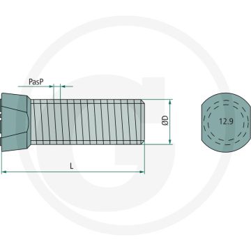 Agricarb bout met conische kop, m12 x 64, 12.9 kwaliteitsklasse