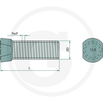 Agricarb bout met conische kop, m12 x 50, 12.9 kwaliteitsklasse