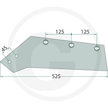 Schaarpunt rechts, zonder punt - passende bouten: 3 x 18012351410