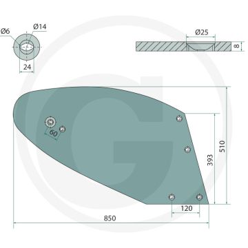 Geleideplaat rechts - passend voor lichaam un430