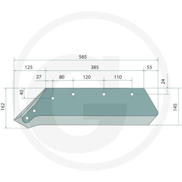 Schaar rechts, 14" - passend voor lichaam: nr. 1, 2, 3, 5 / 14"