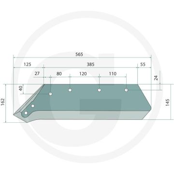 Schaarpunt 16" inclusief bouten, rechts - 4 x 1801234kv