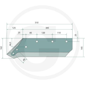 Schaar rechts, 14" - gatafstand 85-120-110 mm
