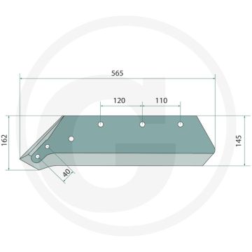 Schaarpunt 16" inclusief bouten - lengte 565mm