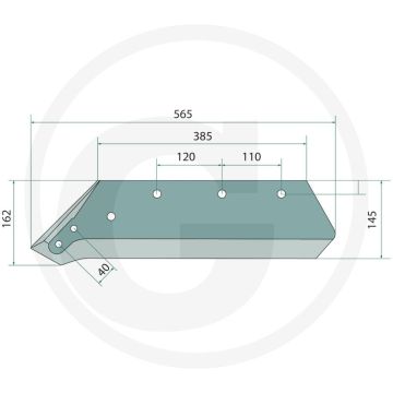 Schaarpunt 16" inclusief bouten - lengte 565mm