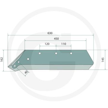 Schaarpunt 18" inclusief bouten - lengte 630mm