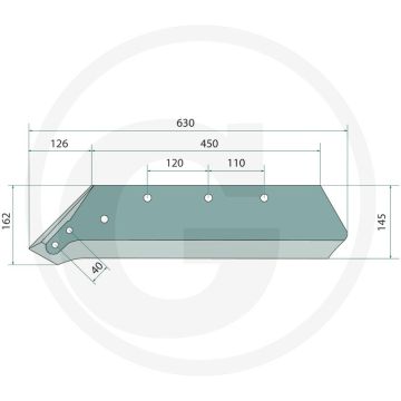 Schaarpunt 18" inclusief bouten - lengte 630mm