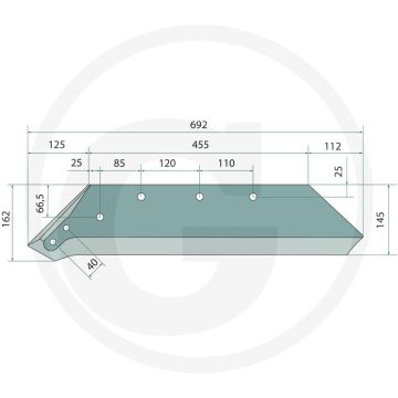 Pointe de cisaillement 20" avec boulons, droite - 4 x 1801434kv