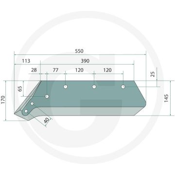 Schaar rechts - passend voor lichaam: nr. 19, 20 / 16"