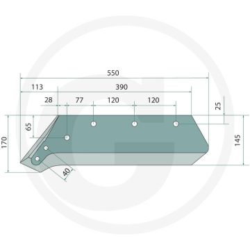 Schaarpunt 16" inclusief bouten, rechts - 4 x 1801434kv