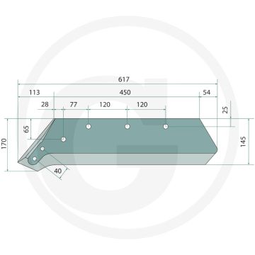 Schaar rechts, 18" - passend voor: kverneland, nr. 19, 20 / 18"