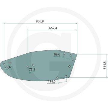 Rister-achterstuk rechts, 14" - 20" - passend voor lichaam nr. 9