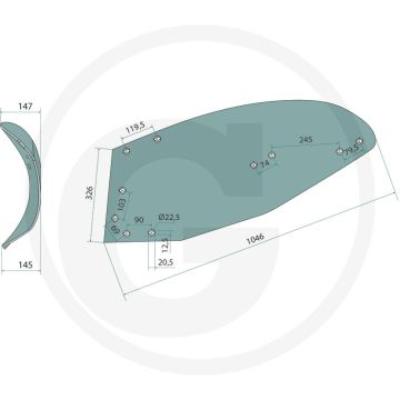 Rister-achterstuk links, 14" - 20" - passend voor lichaam nr. 9
