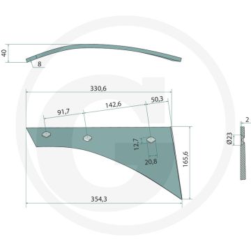 Rister-voorstuk rechts - passend voor lichaam nr. 6 och 9