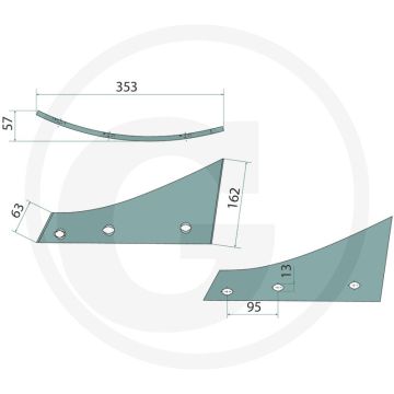 Rister-voorstuk inclusief bouten, rechts - 3 x 1801230hu10