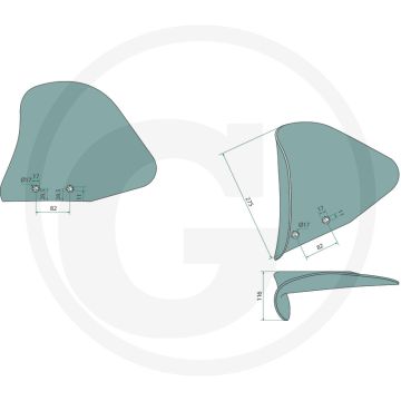 Mestinlegger-rister inclusief bouten, rechts - 2 x 1801035hu10