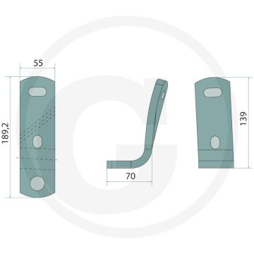 Houder rechts - passend voor lichaam: nr. 6, 8, 9