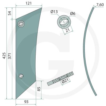 Rister-voorstuk links, c 14 s, c 16 s - passende bouten: 2x 1801235hu10