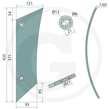 Rister-voorstuk links, c 14 s, c 16 s - passende bouten: 2x 1801235hu10