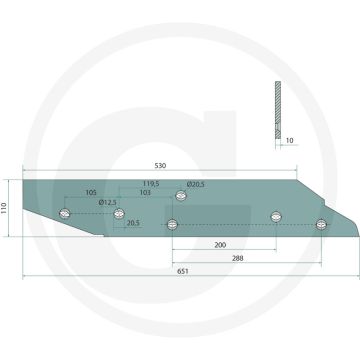 Zoolijzer inclusief bouten, lang, links, zonder slijtplaat - 3 x 1801235hu10