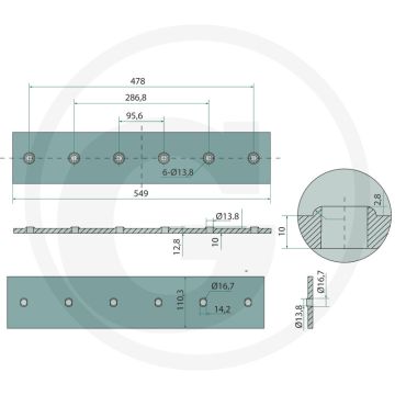 Zoolijzer lang, 2-zijdig te gebruiken - passend voor lichaam h4