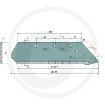 Heavy duty schaar links, 16" - passend voor lichaam: h, c