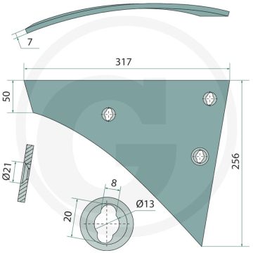 Rister-voorstuk incl. bouten, links - passend voor lichaam h6
