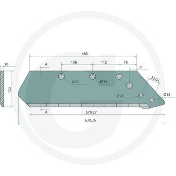 Heavy duty schaar links, 16" - passend voor lichaam: h, c