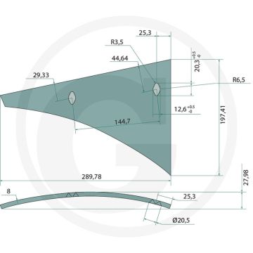 Rister-voorstuk incl. bouten, rechts - passend voor lichaam n4