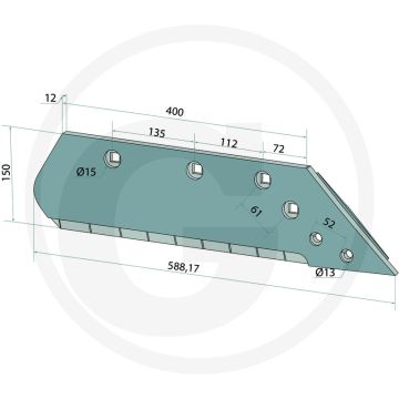 Heavy duty schaarpunt passend voor kuhn, h rechts 14" - dikte 16mm