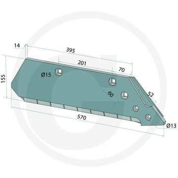 Heavy duty wechselspitzenschar rechts hartmetall beschichtet - dikte 14mm