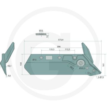 Schere inkl. Bolzen, links 14" - geeignet für Körper: c, n, p, v