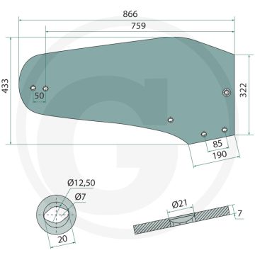 Rister n6 r rechts - totale lengte 866mm