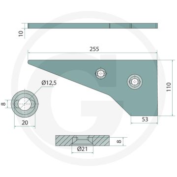 Zoolpunt 255 x 110 x 10 links - passend voor lichaam: yl