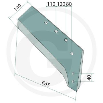 Pointe de ciseau 18" - convient aux corps de charrue : 1, 3, 5