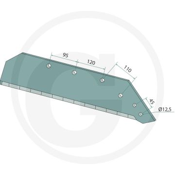 Heavy duty schaarpunt links, 20" op deze scharen passen alleen deze schaarpunten: 1792800012, 1792800013 - passende bouten: 4x 1801434kv