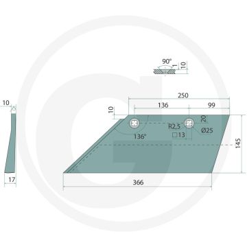 Schaar links, 14", nr. 1, 2, 3, 4, 5 - passend voor lichaam: b20, b25, b25h, b30, b35, b40, c30, c32, c40