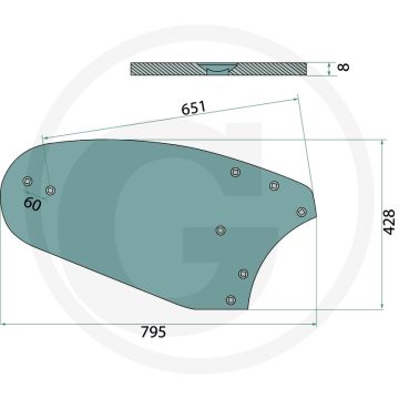 Rister-achterstuk rechts b30br voor lemken lichaam b30